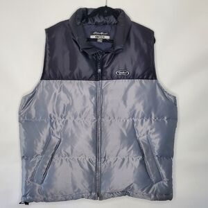 Eddie Bauer Goose Down EBTEK Puffer Vest Size XL Tall Gray Zip Front Gorpcore